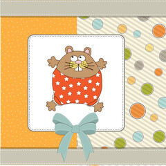 greeting card with cute little rat