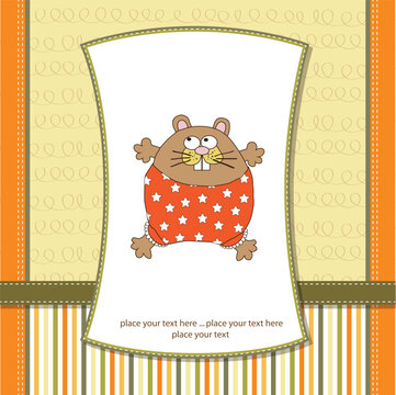 greeting card with cute little rat