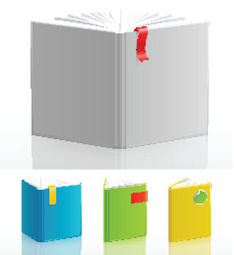Set of open standing books. Vector illustration.