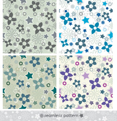 seamless floral pattern  set in multiple colors