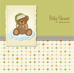 baby greeting card with sleepy teddy bear