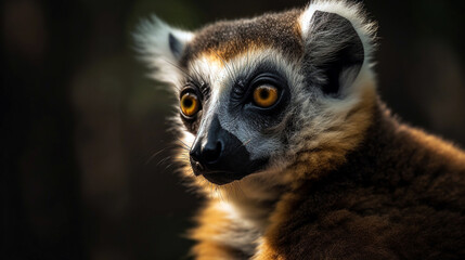 A portrait of a Lemur Catta captured in its natural habitat. Generative AI