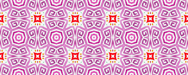 Ethnic Design. Psychedelic Tile Watercolor.