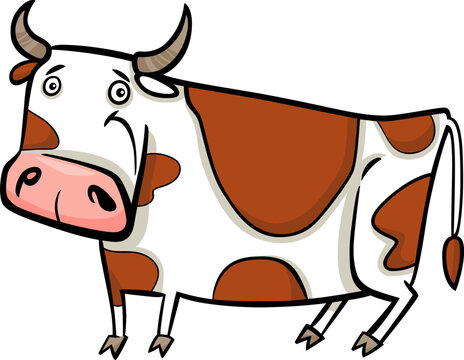 cartoon illustration of cute spotted farm cow