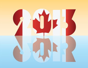 Happy New Year 2013 Silhouette with Canada Flag Illustration