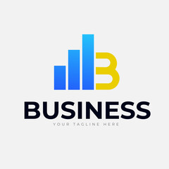 Online Business Design with B Icon Template with Complete Branding and identity 