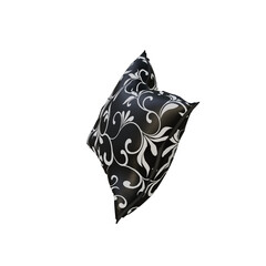 Obraz premium 3D Render Illustration of Black Pillow with Plants Pattern Isolated on White Transparent