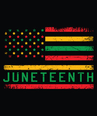 Juneteenth American Flag T-Shirt, Juneteenth USA Flag Shirt Print Template