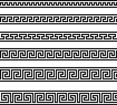 illustration of different greek ornament patterns