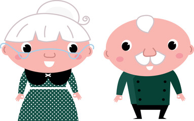 Grandparents - standing stylized seniors. Vector cartoon