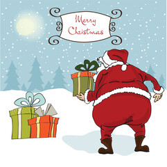 Santa coming, Christmas greeting card