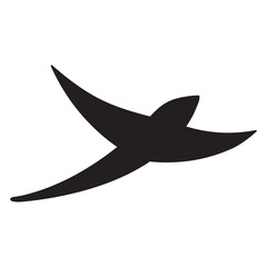 Qixi Festival flying magpie bird silhouette illustration. Hand drawn Asian style vector, isolated. Traditional Chinese, Japanese holiday design element, China Valentines Day