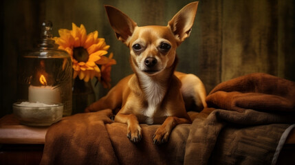 Pampered Pup: Chihuahua Enjoying Spa Treatment. Generative AI
