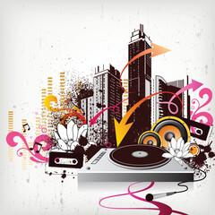illustration drawing of music city