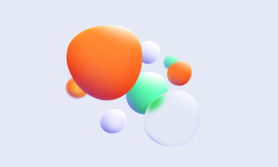 Abstract 3d glassmorphism background design with geometric spheres. Wallpaper, background for business presentations.