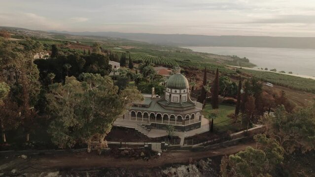 Israel Drone Footage Mount of Blessing Beatitudes Sea of Galilee Aerial Footage