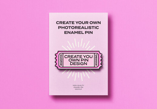 Enamel Pin Mockup Template Card Logo Soft Apparel Clothes