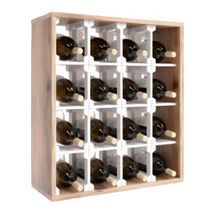 Freestanding wine rack cabinet isolated on transparent background. Generative AI