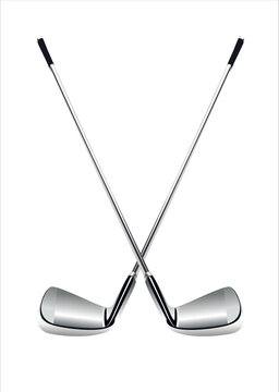 Golf clubs on white background