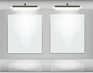 Two highlighted white frames in virtual art gallery
