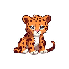 Enchanting Elegance: Cute Jaguar in 2D Illustration