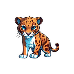 Enchanting Elegance: Cute Jaguar in 2D Illustration