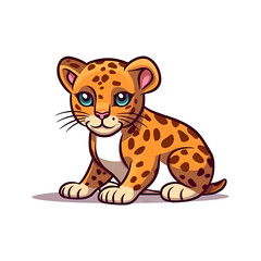 Obraz premium Enchanting Elegance: Cute Jaguar in 2D Illustration