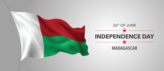 Madagascar happy independence day greeting card, banner with template text vector illustration
