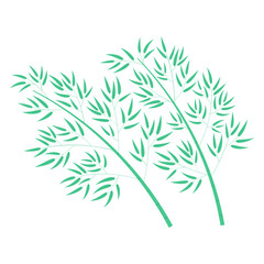 Naklejka premium Bamboo trees illustration. Hand drawn flat style vector, isolated. Plant, foliage, botanical design element, Asian flora