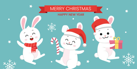 cute bunny christmas card.