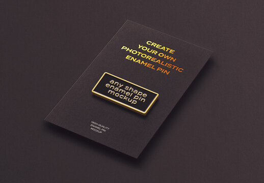 Enamel Pin Mockup Template Card Logo Soft Apparel Clothes