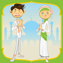 Illustration of Islamic Moslem Holiday Celebrating Ramadan Mubarak