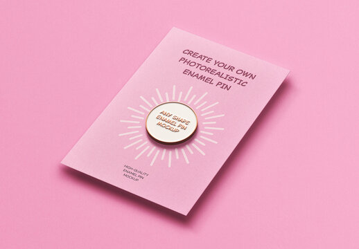 Enamel Pin Mockup Template Card Logo Soft Apparel Clothes