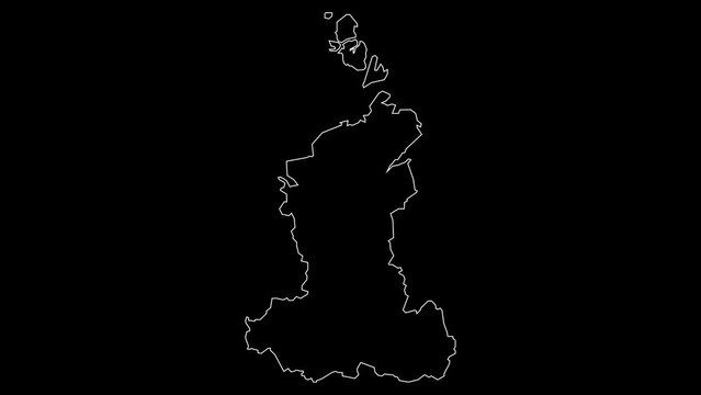 Siberia region map of Russia outline animation