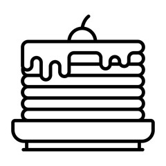 Frixuelos or Spanish crepes vector line icon design, Bakery and Breadsmith symbol, Cuisine Maestro sign, food connoisseur stock illustration, griddlecake or flapjack concep