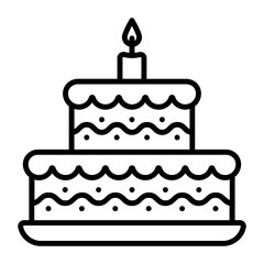 Double Story Wedding Dessert with Candle vector icon design, Bakery and Breadsmith symbol, Cuisine Maestro sign, food connoisseur stock illustration, Two layers Birthday Cake concept