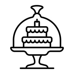 Food Display Plate vector line icon design, Bakery and Breadsmith symbol, Cuisine Maestro sign, food connoisseur stock illustration, Cake Stand with Dome Cover concept
