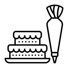 Half Done Pastry with Icing gun vector icon design, Bakery and Breadsmith symbol, Cuisine Maestro sign, food connoisseur stock illustration, Birthday cake is being Prepared concept