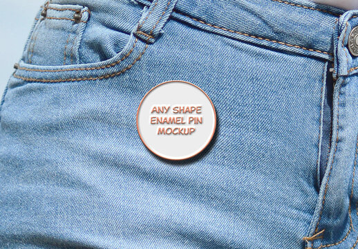 Enamel Pin Mockup Template Card Logo Soft Apparel Clothes