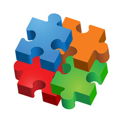 Colorful puzzles. Illustration for design on white background