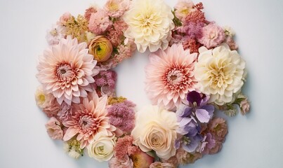  a bunch of flowers arranged in the shape of a letter o.  generative ai
