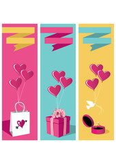 Happy lovers day greeting card background sale set. Vector file available.
