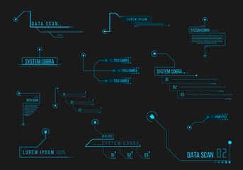 HUD Futuristic User Screen Basic Elements Set. Abstract Virtual Control Panel Layout Texture Concept Design.
