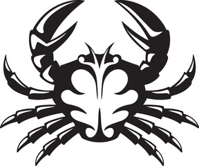 Black and white tribal icon of a crab.