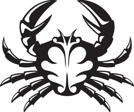 Black and white tribal icon of a crab. © Designpics