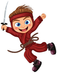 Asian ninja cartoon character © brgfx