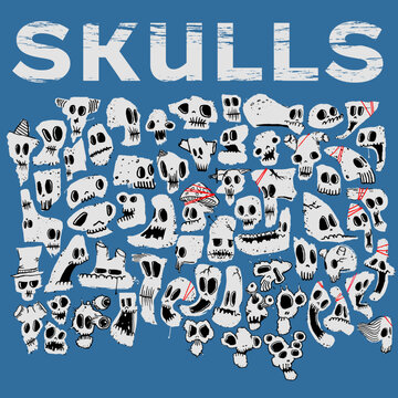 Assorted hand drawn skulls