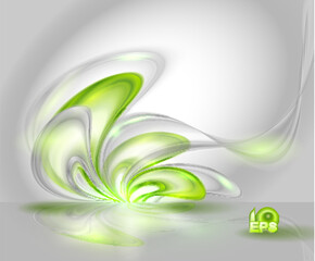 Abstract gray waving background with green elements