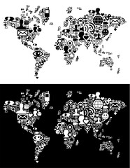 Social media icons set in Earth globe map shape illustration. Vector file layered for easy manipulation and customisation.