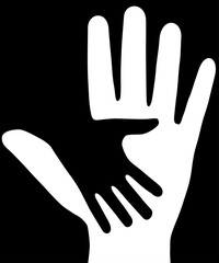 On black background, are made two hands. The Vector.